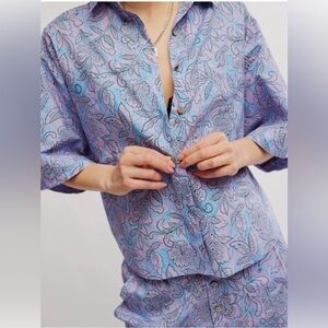 Floral Print Women's Pajama Set - Purple